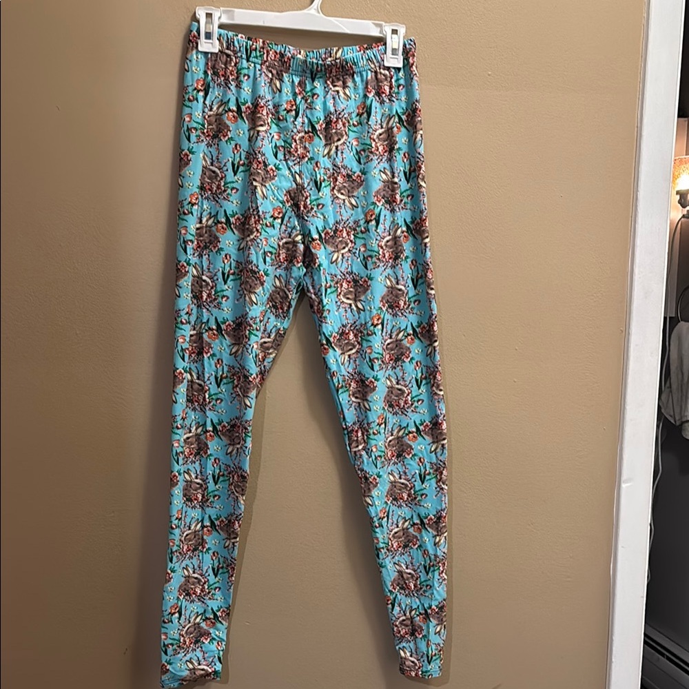 Blue and Brown Bunny Print Leggings